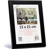 3-B Cornice portafoto HIT - Nero - 15 x 21 cm (A5) - Cornice in legno, cornice per documenti con vetro acrilico