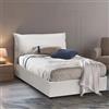 Dmora Talamo Italia - Letto piazza e mezza Letizia, Letto contenitore con rivestimento in ecopelle, 100% Made in Italy, Apertura frontale, con materasso Cm 120x200 incluso, Bianco