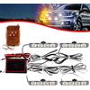 KaiDengZhe 4x4 LED 4 in 1 Strobe Spia DC12V Emergenza Lampeggiante Luce lampeggiante Ambulanza Polizia Luce Telecomando senza fili Luce stroboscopica auto Accensione Emergenza Luce esterna(Bianco e Ambra)