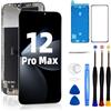 DTD Schermo per iPhone 12 PRO Max 6.7 LCD COF Full HD Touch Screen Digitizer Assembly con Kit di Riparazione Completo Protezione Schermo Adesivo Impermeabile per A2342, A2410, A2412, A2411