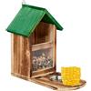 Relaxdays Mangiatoia per Scoiattoli, Casetta in Legno da Appendere, con Ciotola Acqua, HLP 28x17x28,5 cm, Marrone Verde