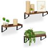 Relaxdays Mensole da Muro per Libri Design Industrial, Set 3 Ripiani da Parete, Varie Misure, MDF e Ferro, Marrone Nero, Acciaio