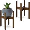 Relaxdays Set da 2 Supporti per Fiori e Piante, Portavasi per Vasi Fino 32 cm Ø, Regolabili e Impilabili, Marrone Scuro, bambù