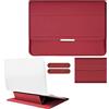 Visaccy Custodia per laptop 13-13,5 pollici Custodia per laptop in pelle di agnello con funzione di supporto compatibile con MacBook Pro 14 M1 Pro Max A2442/13.5 Surface Laptop Rosso