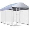 vidaXL Canile da Esterno con Tetto Robusto Sicuro con Serratura Box Gabbia Protezione Recinzione per Cani 382x192x225 cm in Acciaio Zincato Argento