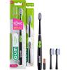 GUM ActiVital Sonic Spazzolino Elettrico a Batteria a Vibrazioni Soniche/Setole affusolate per una pulizia efficace e delicata / 12.000 vibrazioni al minuto/Colore Nero / + 2 Testine di Ricambio