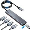 Aceele Hub USB C Alimentato con 100W PD, 10Gbps Sdoppiatore USB 3.2 con Cavo Lungo 100cm, Prolunga USB Multipla in Alluminio Compatibile per PC iPhone 15 Pro Macbook Surface Dell, ecc.