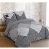 VISION HAROLD - 100% cotone - Set Copripiumoni matrimoniale 260 x 240cm con 2 federe 65 x 65cm per letto matrimoniale maxi - Tessuto morbido e confortevole - Colore: Grigio - Certificato Oeko-Tex
