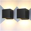 ledmo 2 Pezzi 20W Lampada da Parete LED Moderno, Applique da Parete Interno/Esterno, Applique Esterno 2000LM,Bianco caldo 3000K, in alluminio, Angolo del Fascio Regolabile, IP65 Impermeabile