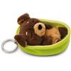 NICI Portachiavi Sleeping Pets Cane marrone scuro 8 cm cestino verde