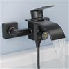 KULACO Rubinetto per vasca da bagno a cascata nera, miscelatore per vasca da bagno, rubinetto in ottone con interruttore a pressione, rubinetto doccia per montaggio a parete, colore nero