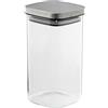 DRW Barattolo da cucina 1300 ml in vetro borosilicato con coperchio in acciaio inox e trasparente 10 x 10 x 19 cm