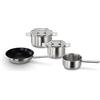 Bosch HEZ9SE040 - Set di 4 utensili da cucina, 3 pentole, 1 padella per fornelli elettrici e piani cottura a induzione, prodotto in Germania