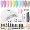 RSTYLE Kit Semipermanente Unghie, in 15 Pcs Gel Lampada 48 w UV/LED Kit Set Smalto Semipermanente Professionale Completo Smalti Gel per Unghie San Valentino Bianco Rosso Nudo (macaron verdi)