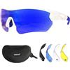OUTDOORSPARTA Occhiali da Ciclismo (9. Cornice Bianca, Lentilles Entièrement Plaqué Blu)
