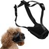 PEUTIER Museruola per Cani, Morbida XS Muso in Rete per Animali Domestici con Design Stabile Della Barra Sulla Testa Muso Antiabbaio per Cani, Mantenersi Tranquillo in Pubblico Regalo (Nero)