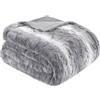 Madison Park Zuri, Morbido Peluche di Lusso Oversize in Pelliccia Sintetica, Motivo a Strisce Faux Visone sul Retro, Coperta Moderna per Il Freddo per Letto, Divano, Poliestere, Grigio, 60x70