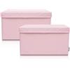 LIFENEY Set di 2 contenitori per bambini (37 x 25 x 21 cm), cestino portaoggetti per cameretta dei bambini e soggiorno, scatola per bambini (rosa)