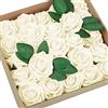 GONICVIN Fiori artificiali, 50 rose artificiali con steli, realistici bouquet di fiori fai da te per matrimoni, feste, casa, San Valentino (avorio)