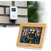 Alecto WS-1560 Stazione meteo wireless con display a colori e sensore esterno - Temperatura interna ed esterna - Umidità - Barometro - Previsioni meteo animate - Legno