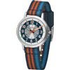 Atrium Orologio da polso per bambini, analogico, al quarzo, extra chiaro, con cinturino in nylon a righe, blu scuro, arancione, azzurro A50-12, multicolore, Classico