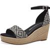 MARCO TOZZI Sandali Donna con Tacco a Zeppa con Cinturino Regolabile Estivi, Nero (Black Comb), 41 EU