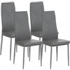 buybyroom set 4 sedie sala da pranzo, sedie moderne cucina con gamba in metallo sedie da soggiorno sedie sala da pranzo imbottite,41x42x98cm, grigio