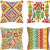 HomeStilez Federe per Cuscini 50x50 Boemia Moderno Quadrate Tropicale Decor Copricuscini Divano Coperture Retro Etnici Colorate Copricuscini Decorativi Lino per Soggiorno Letto Casa Soggiorno Camera, Set di 4