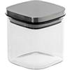 DRW Barattolo da cucina 1300 ml in vetro borosilicato con coperchio in acciaio inox e trasparente 10 x 10 x 11 cm