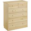 Erst-Holz Design Pulito per Cassettiera-credenza con 6 cassetti in Pino massello 90.50-13