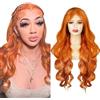 Hxxcoup 4X4 Parrucca Capelli Veri Umani Arancione #350 Body Wave Lace Front Trasparente HD Glueless per Donna 12 Pollici