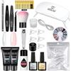 ROSALIND Gel Unghie Ricostruzione Kit, Rosa Trasparente Poly Nails Estensione Unghie Gel con Lampada UV LED, Top Base Coat 2 * 30ml Acrilico Estensione Unghie Gel Set per Manicure da Salone