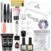 ROSALIND Ricostruzione Unghie Gel Completo, Nudo Bianco 2 * 30ml Poly Nail Gel Kit con Lampada UV LED, Top Base Coat, Lima per Unghie, Unghie Finte, Decorazioni Unghie per Nail Art Estensione Set