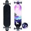 CLYCTIP Longboard 8 Strati di Acero Flessibile Skateboard Drop Through Cuscinetti ABEC-11 per Carving Downhill Cruising Freestyle Riding