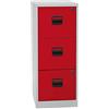 Bisley Home PFA - Armadietto pensile a 3 cassetti, in Metallo, 506, Colore: Grigio Chiaro/Rosso Cardinale, 40 x 41,3 x 101,5 cm