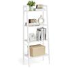 VASAGLE Scaffale a Scala, Libreria a 4 Ripiani, Scaffale Portaoggetti, per Soggiorno Camera da Letto Cucina Studio, Stile Moderno, Struttura in Acciaio, Bianco Acero e Bianco Perla LLS044W44