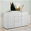 Dmora - Credenza Benidorm, Buffet da soggiorno, Madia da salotto, Credenza moderna a 3 ante e 2 cassetti, 120x40h83 cm, Grigio