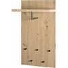 HAKU Appendiabiti da Parete rovere chiaro, nero, MDF, Metallo - Dim: L 48 x A 90 x P 31 cm, Stile: Moderno