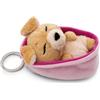 NICI Portachiavi Sleeping Pets Cane marrone chiaro 8 cm cestino rosa