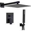 SaniteModar Set Doccia Incasso Nero, Miscelatore Doccia Incasso con 25x25cm Soffione, kit Doccia Incasso con Doccetta