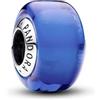 PANDORA Charm Mini Vetro di Murano Blu 793105C00 Donna, Argento Sterling