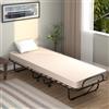 COSTWAY Brandina Pieghevole con Ruote Girevoli, con Materasso in Memory Foam, Lettino Pieghevole a Doghe 190x80 cm, Salvaspazio, Carico Massimo 130 kg (Beige)