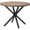 GrandCA HOME Tavolo da Pranzo Rotondo con Piano Moderno Effetto MDF, Tavolo da Pranzo da Cucina con Quattro Gambe in Metallo, per Sala da Pranzo, Marrone Scuro