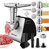 Nictemaw Tritacarne elettrico, 2000 W, max,4 in 1 salsiccia e tritacarne, macchina per fare biscotti, insalate, macchina per tagliare cubetti, corpo in acciaio inox