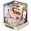 CUTEROOM Miniatura casa delle Bambole con mobili,Fai da Te in Miniatura Casa delle Bambole Kit,Mini 3D Casa in Legno con Luci A LED - Regalo di Compleanno di Natale (Beatific Atelier)