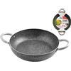 Home Tegame 2 Manici Antiaderente Family Stone Cm36 Pentole Cucina, Pietra, Nero, 36 cm