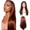 Hxxcoup 4X1 Lace Wig Human Hair Wig Reddish Wig #33 Marrone rosso Donna Capelli Veri Umani Straight Transparent Lace Front Human Hair Wig HD Parrucca Marrone Glueless Wig for Woman 12 Inch
