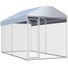 Tidyard Canile da Esterno in Acciaio con Tetto,Gabbia Grande Cani Acciaio,Gabbia per Cani Taglia Grande,Box Cani Esterno,Recinti per Cani,Recinzione per Cani,Recinto Cane 382x192x235