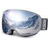 LEMEGO Maschera Sci, Occhiali da Sci Uomo Donna, Maschera da Sci e Snowboard OTG Antivento Anti Nebbia 100% Anti-UV Specchiato Sfericamente Occhiali per Sci Snowboard Sport Invernali