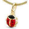 CLEVER SCHMUCK Collana in oro da ragazza, con ciondolo a forma di coccinella, 13 mm, laccata rossa, con catena a maglia barbazzale, 38 cm, in argento Sterling 925, placcata oro rosa